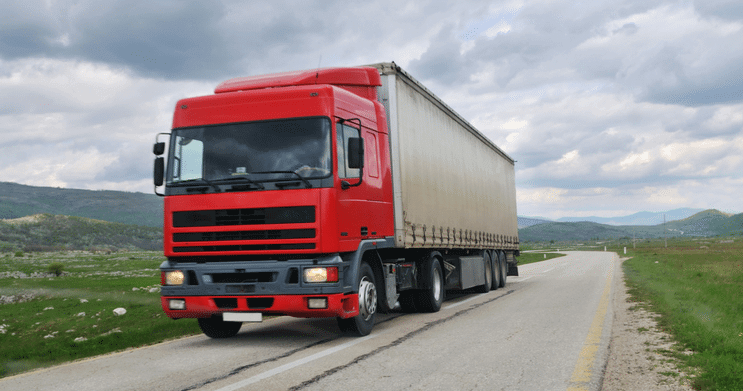 Delivery truck on a rural highway